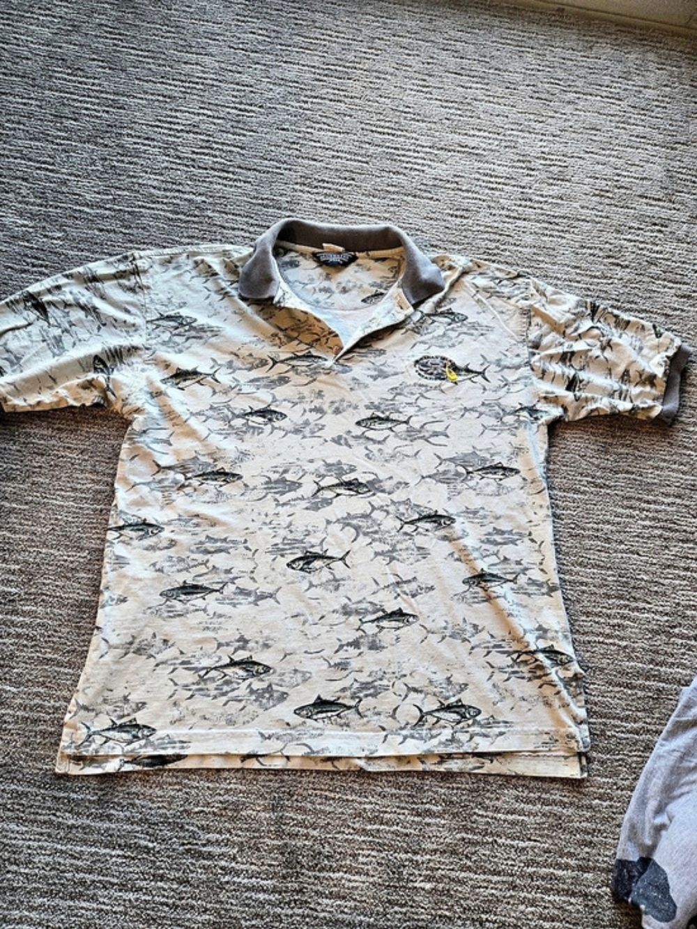 Vintage Bluewater Wear Collab Hawaiian Island Creations Men's Fish Print Polo